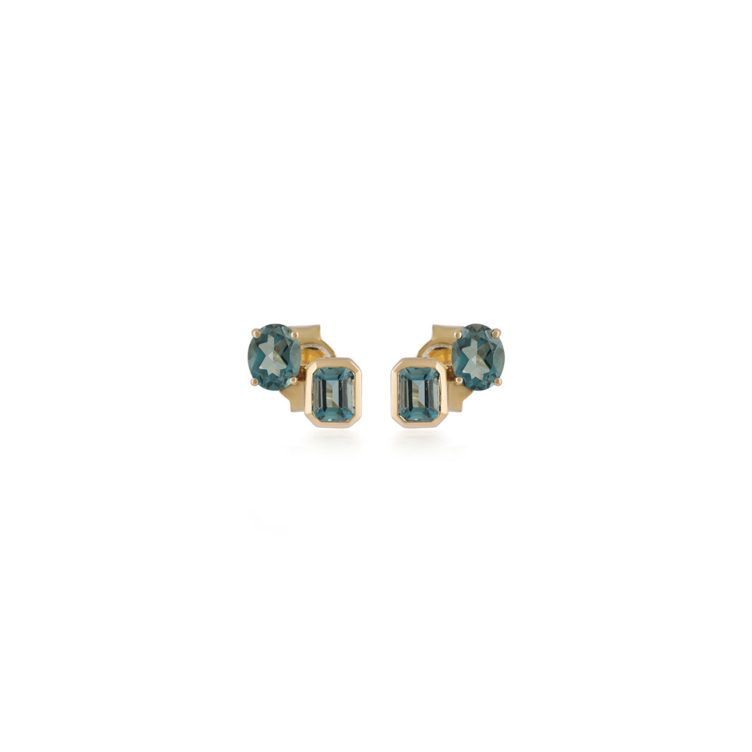 Fancy Blue Topaz Studs – Henri Noël