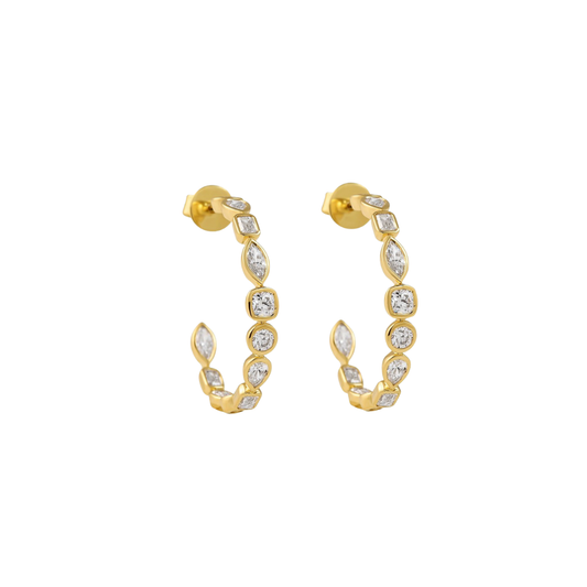 Fancy Shape Bezel Diamond Hoops – Henri Noël