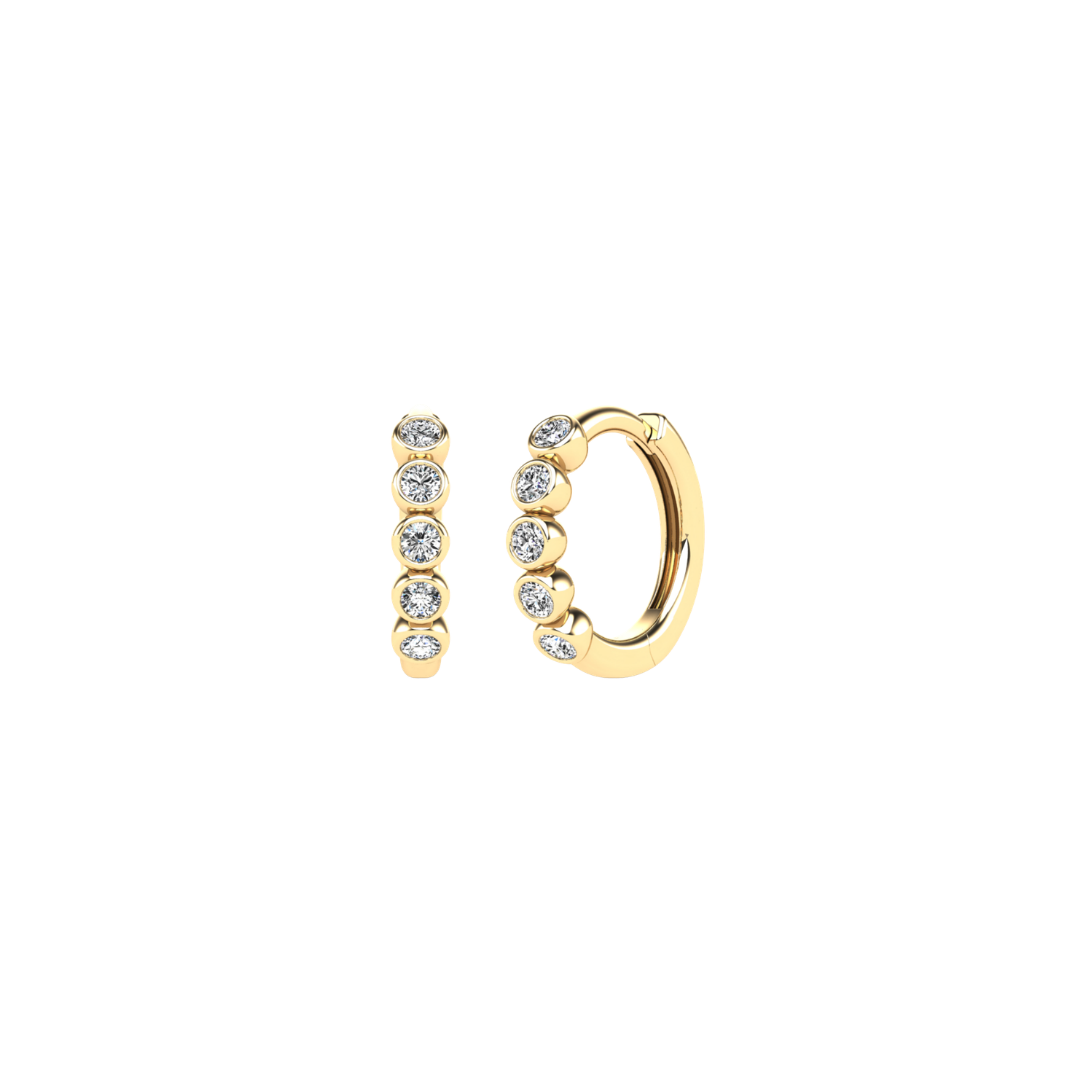 Five Diamond Bezel Huggies – Henri Noël