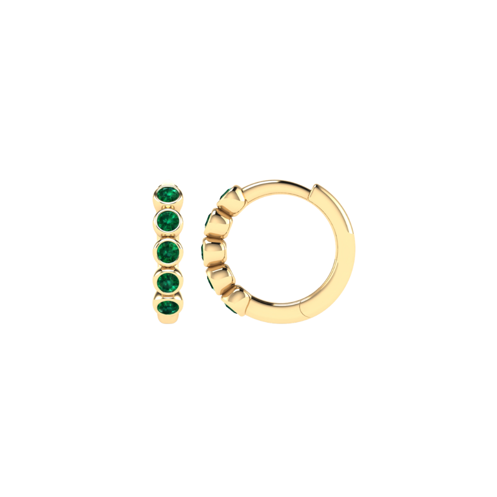 Five Times Bezel Emerald Mini Hoops