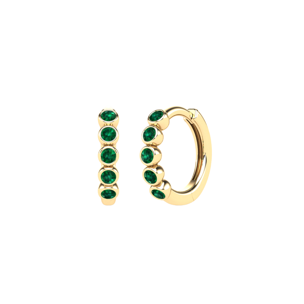 Five Times Bezel Emerald Mini Hoops