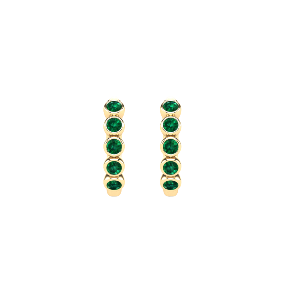 Five Times Bezel Emerald Mini Hoops