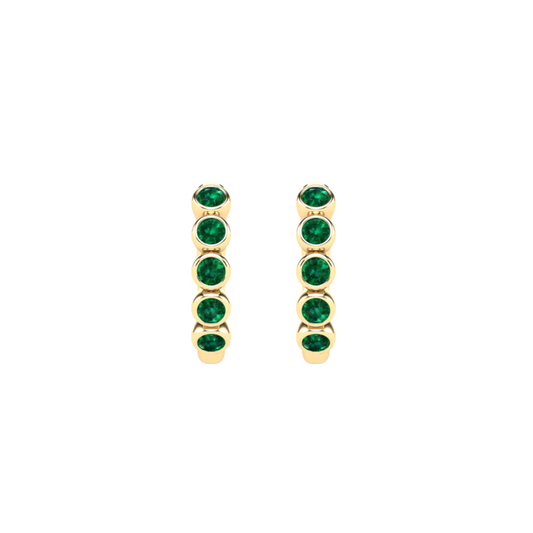 Five Times Bezel Emerald Mini Hoops – Henri Noël
