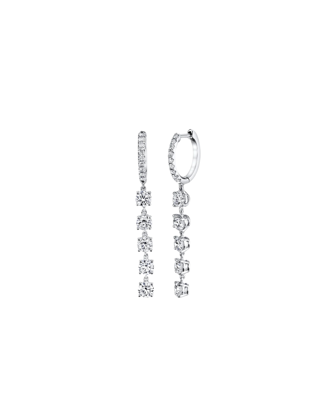 Five Diamond Drop Huggies – Henri Noël