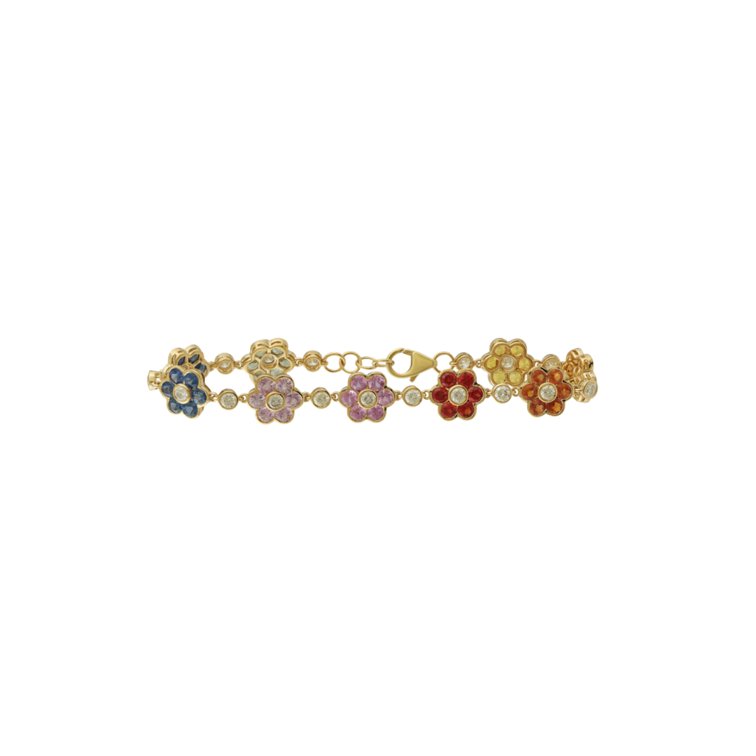 Flower Rainbow Sapphire and Diamond Bracelet – Henri Noël