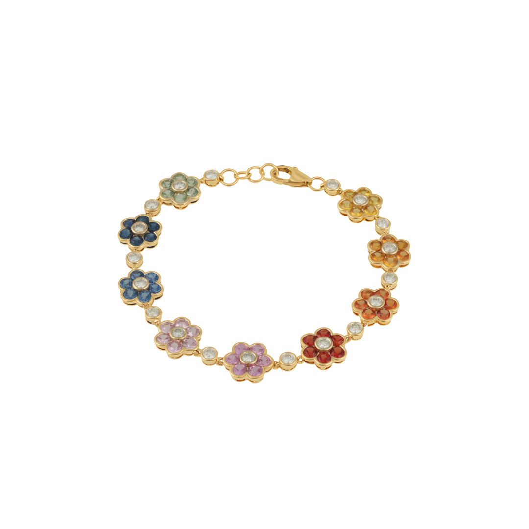 Flower Rainbow Sapphire and Diamond Bracelet – Henri Noël