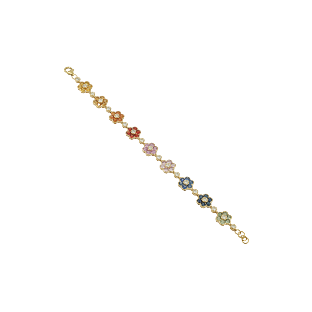 Flower Rainbow Sapphire and Diamond Bracelet – Henri Noël
