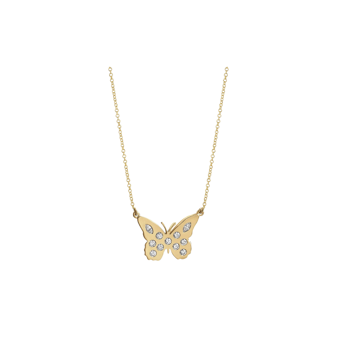 Flush Set Diamond Butterfly Necklace – Henri Noël