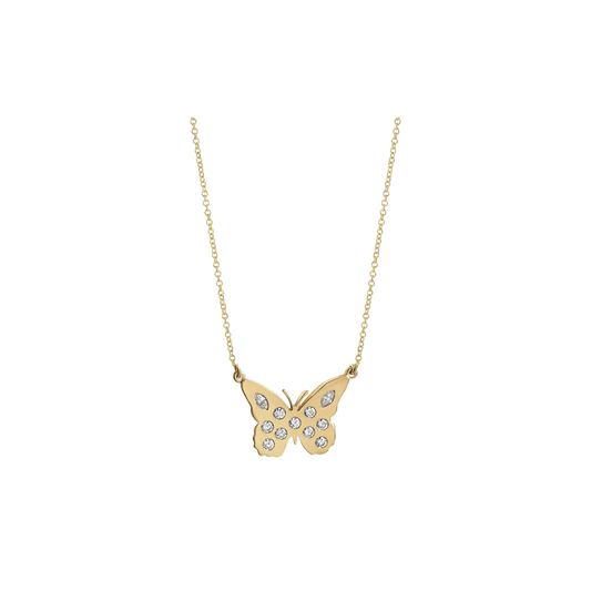 Flush Set Diamond Butterfly Necklace – Henri Noël