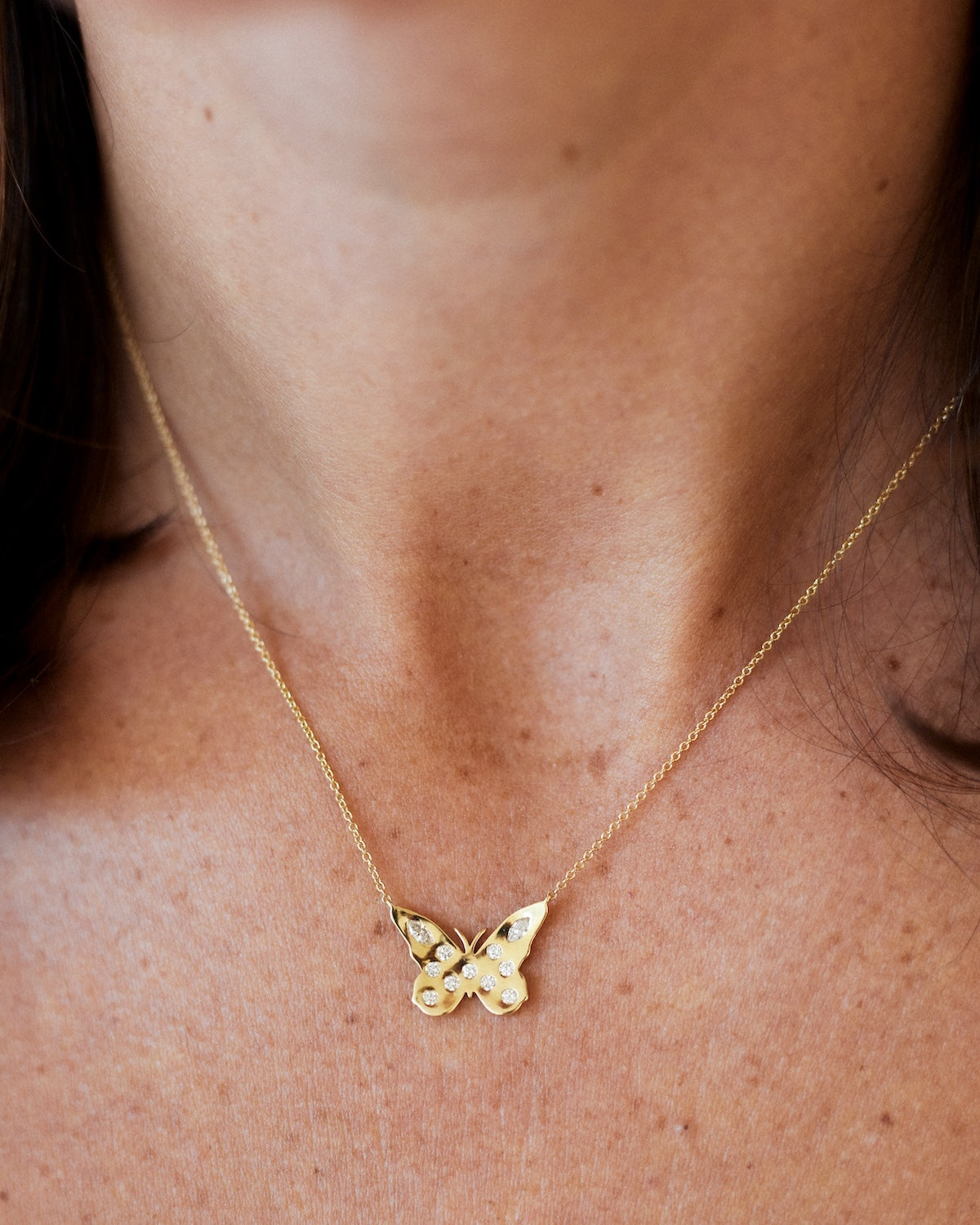Flush Set Diamond Butterfly Necklace – Henri Noël