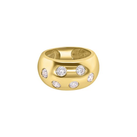 Flush Set Diamond Dome Ring – Henri Noël