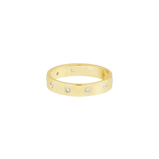 Flush Set Diamond Flat Ring – Henri Noël