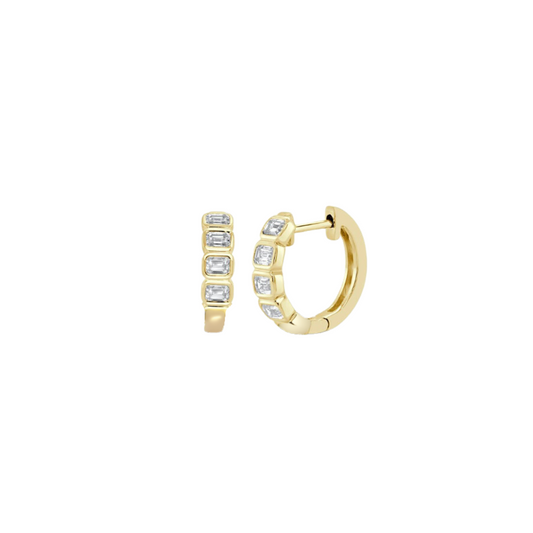 Four Bezel Emerald Cut Diamond Huggies – Henri Noël