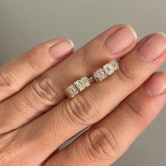 Four Bezel Emerald Cut Diamond Huggies – Henri Noël