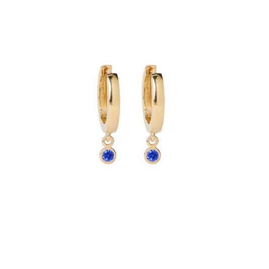 Gemstone Bezel Drop Hoop Earrings – Henri Noël