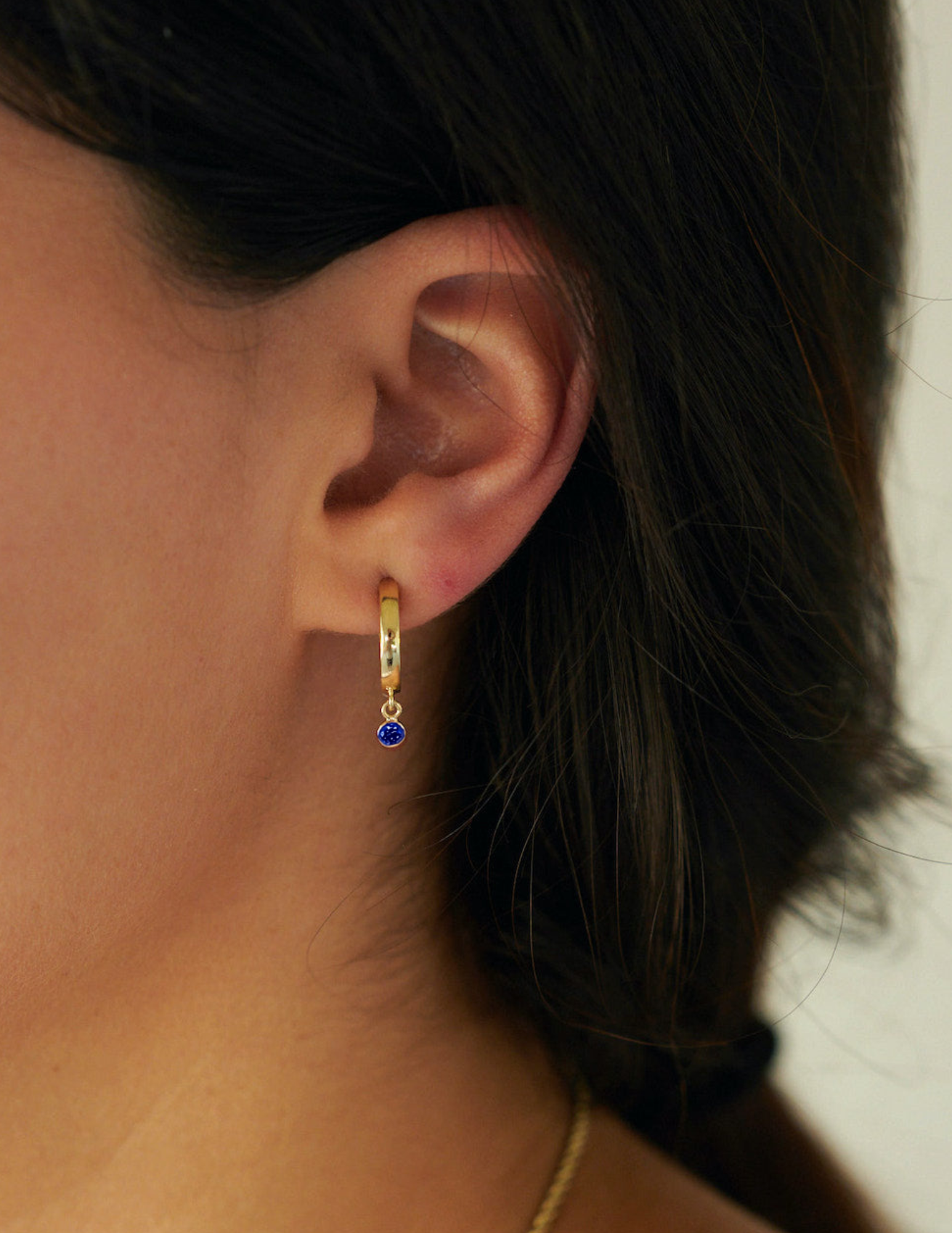 Gemstone Bezel Drop Hoop Earrings – Henri Noël
