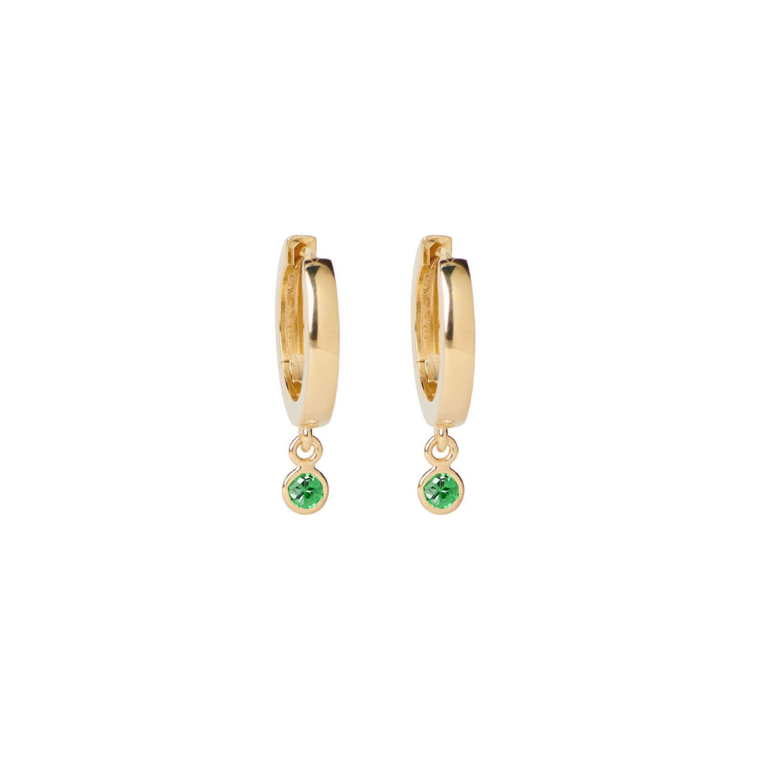 Gemstone Bezel Drop Hoop Earrings – Henri Noël