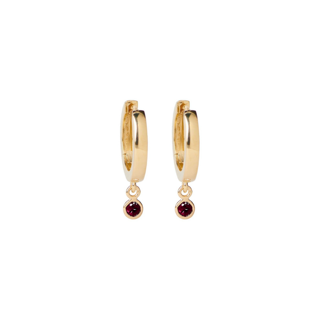 Gemstone Bezel Drop Hoop Earrings – Henri Noël