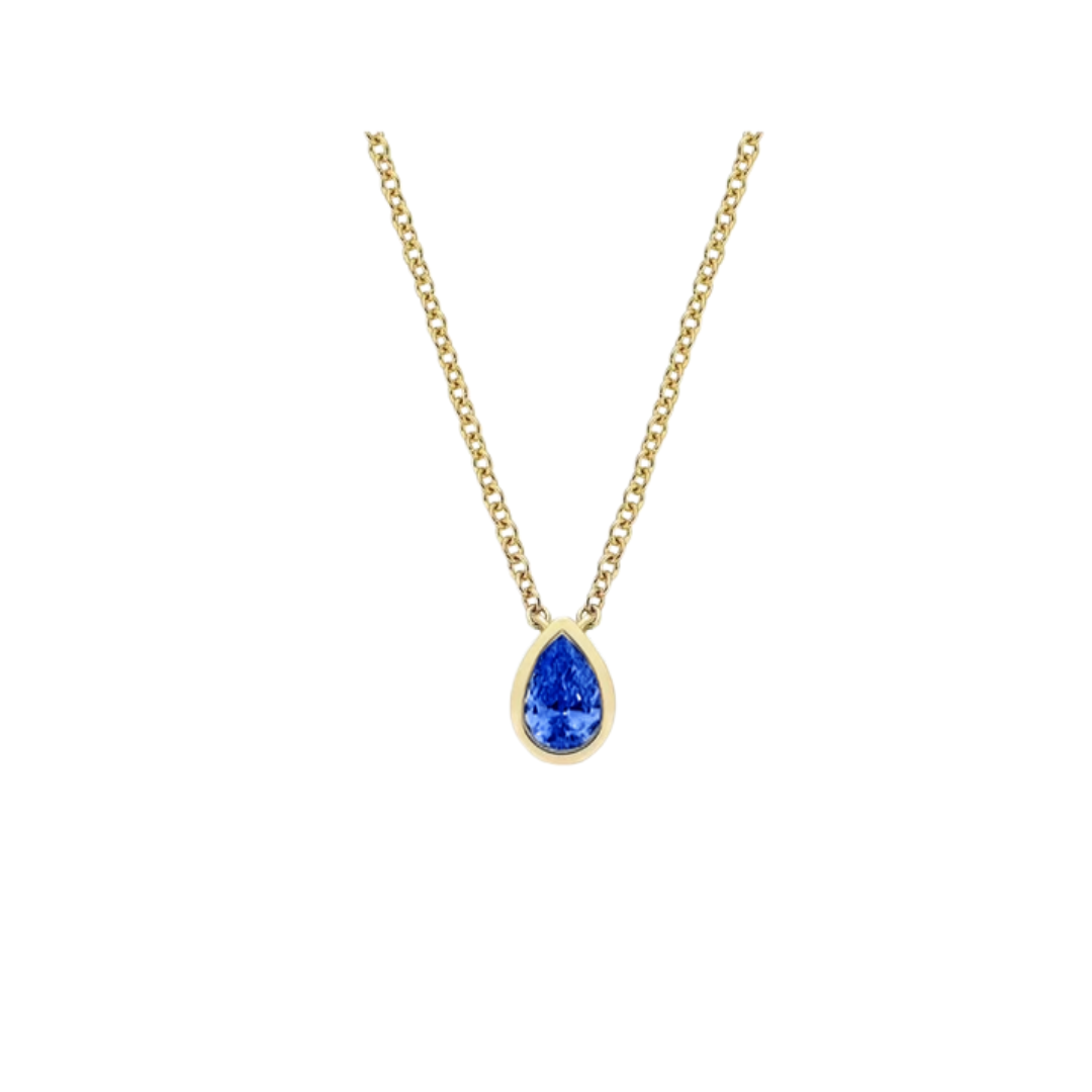Gemstone Bezel Set Pear Necklace – Henri Noël