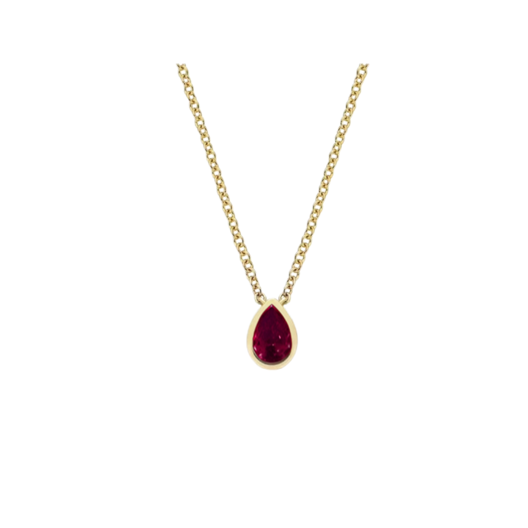Gemstone Bezel Set Pear Necklace – Henri Noël