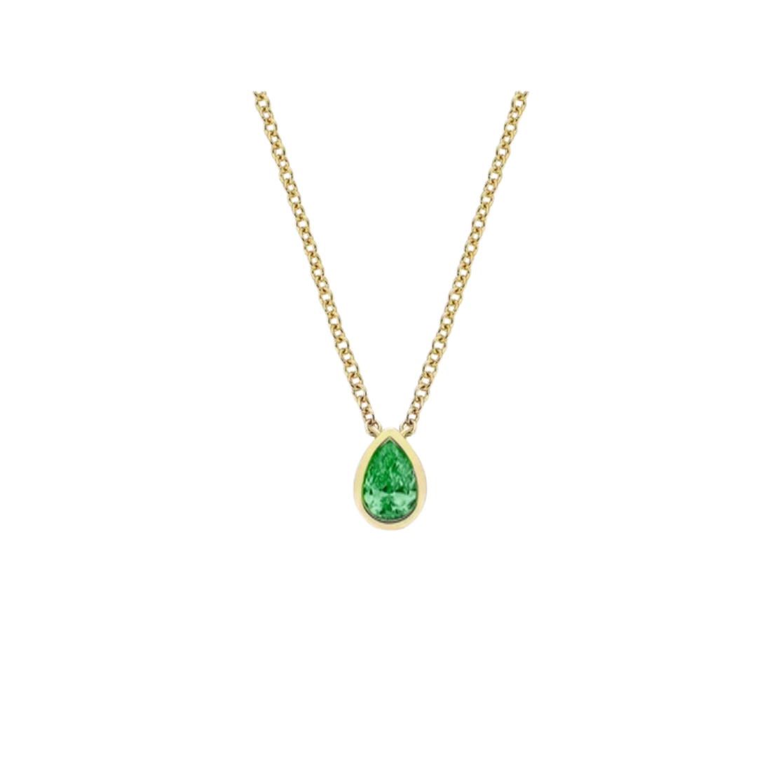 Gemstone Bezel Set Pear Necklace – Henri Noël