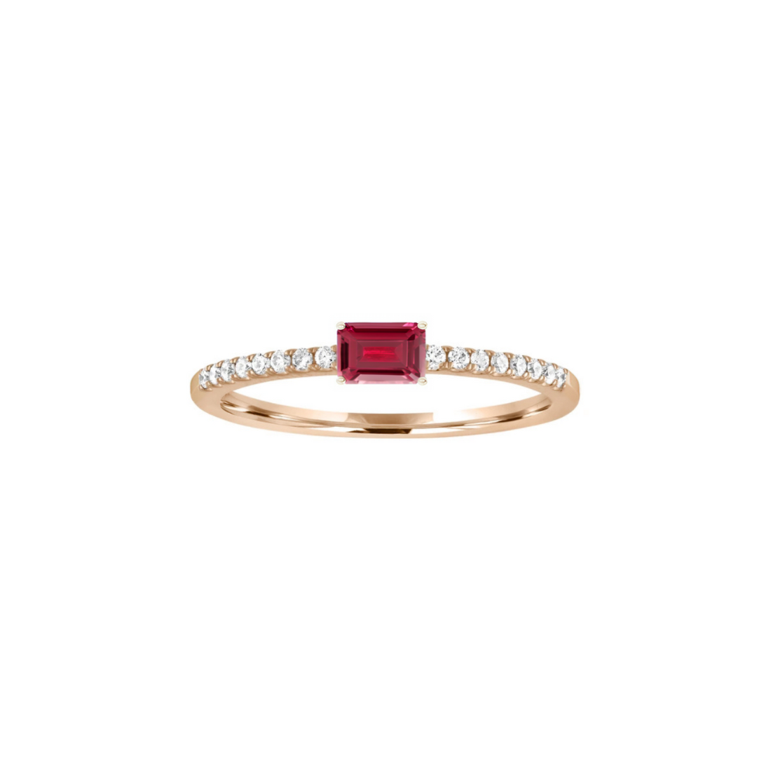 Gemstone and Diamond Baguette Ring – Henri Noël