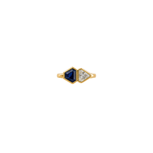 Geo Shape Blue Sapphire and Diamond Ring – Henri Noël