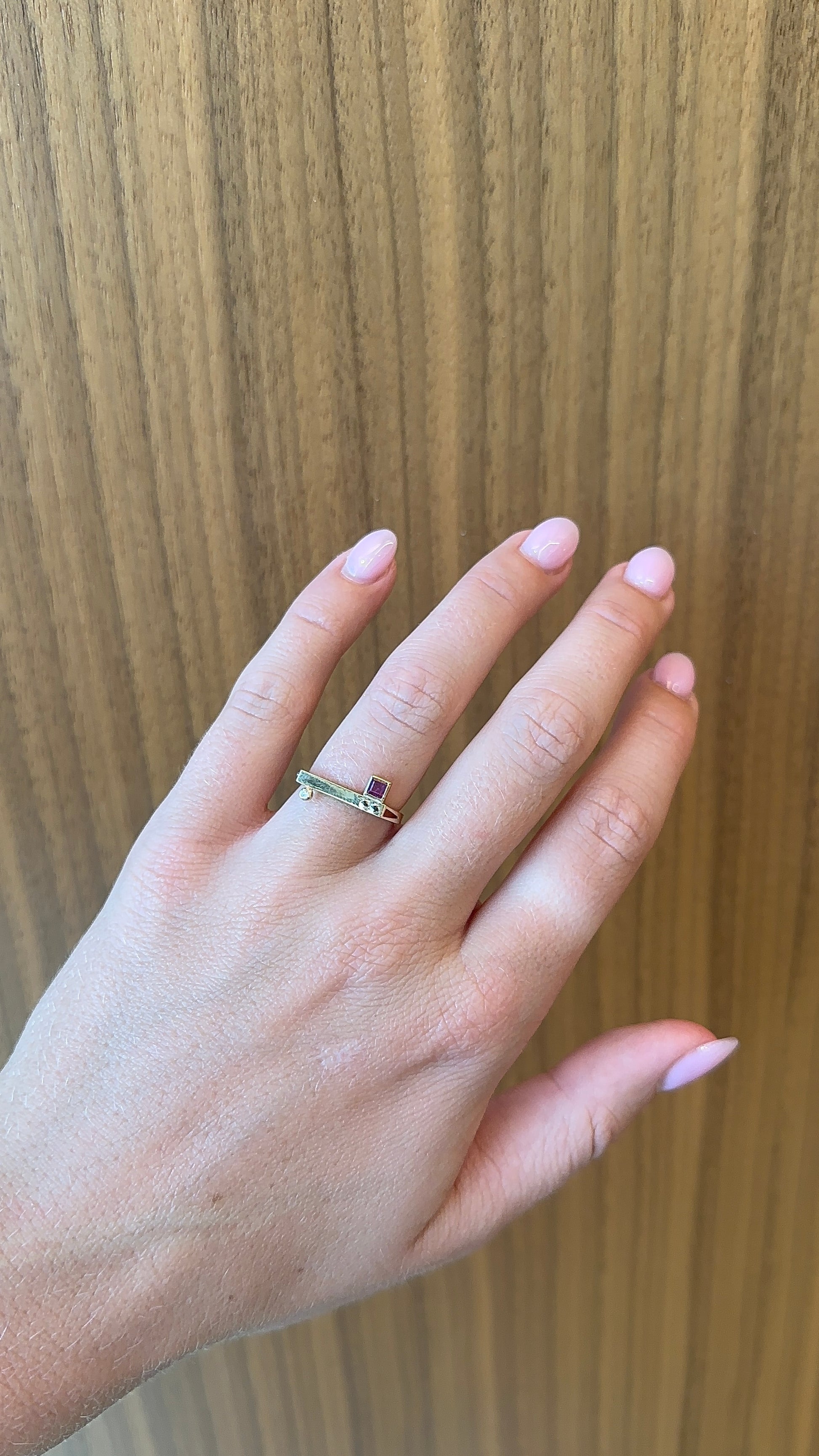 Carolina Neves- Geometric Ruby and Diamond Ring – Henri Noël