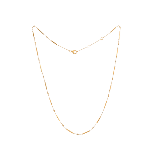 Gold Bar and Diamond Chain Necklace