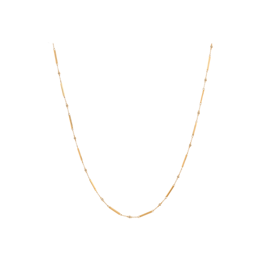 Gold Bar and Diamond Chain Necklace