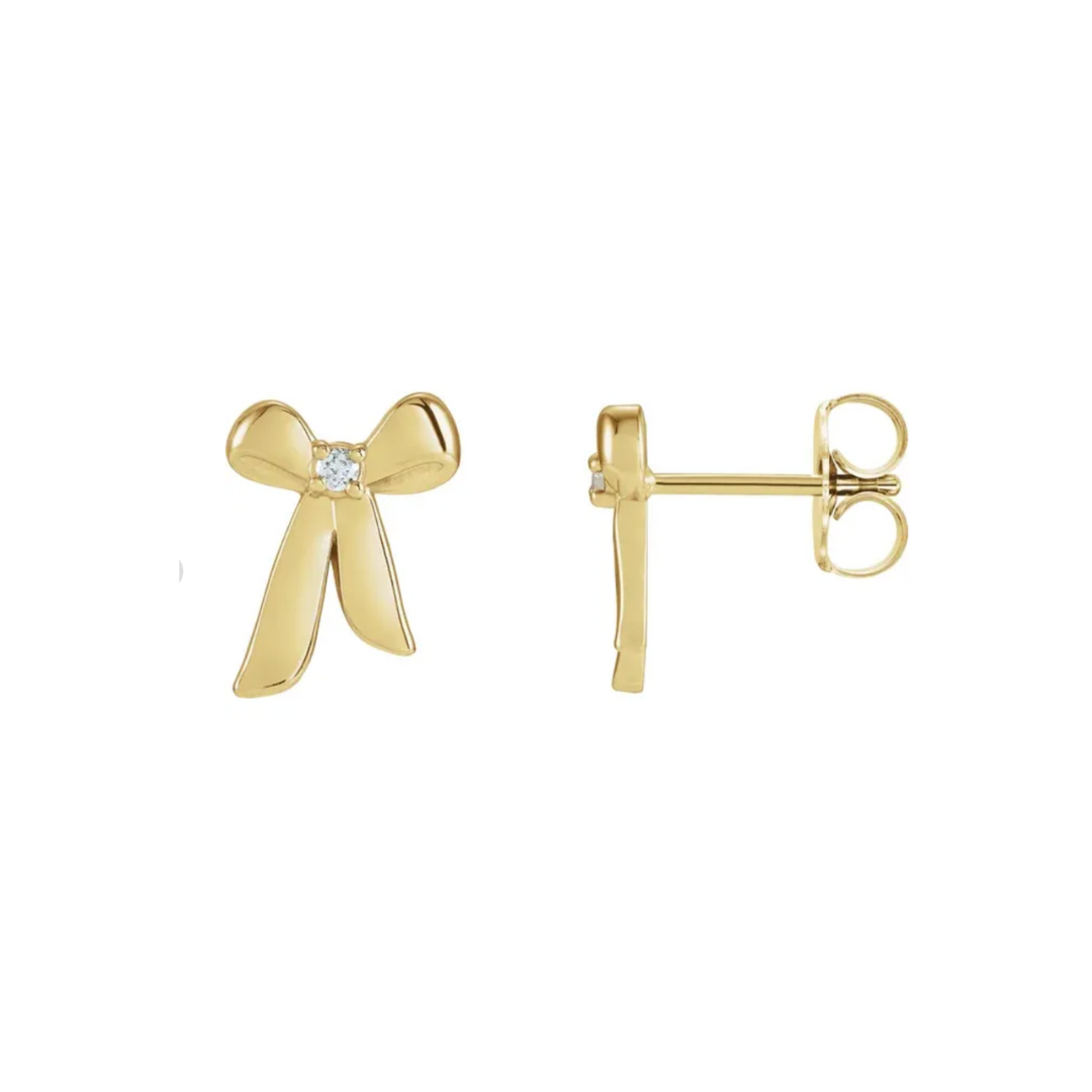 Gold and Diamond Bow Earrings – Henri Noël