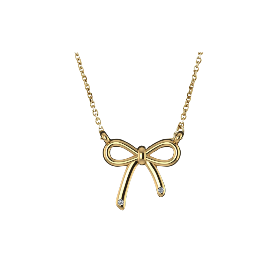 Gold and Diamond Bow Necklace – Henri Noël