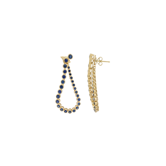 Graduated Bezel Blue Sapphire Drop Earrings – Henri Noël