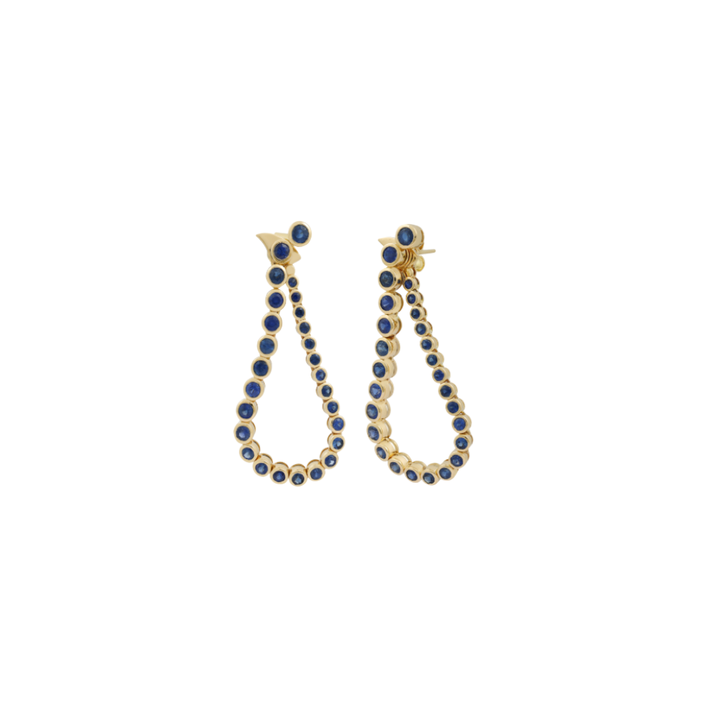 Graduated Bezel Blue Sapphire Drop Earrings – Henri Noël
