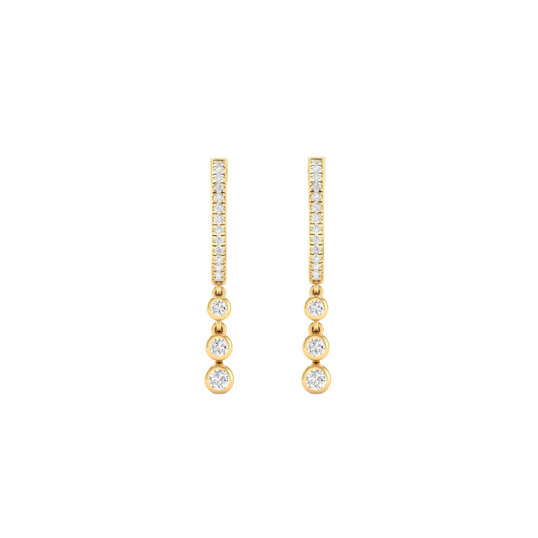 Graduated Bezel Diamond Drop Hoops – Henri Noël
