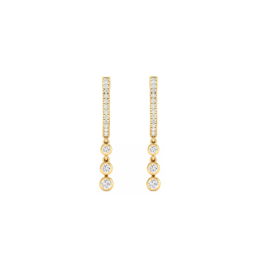 Graduated Bezel Diamond Drop Hoops