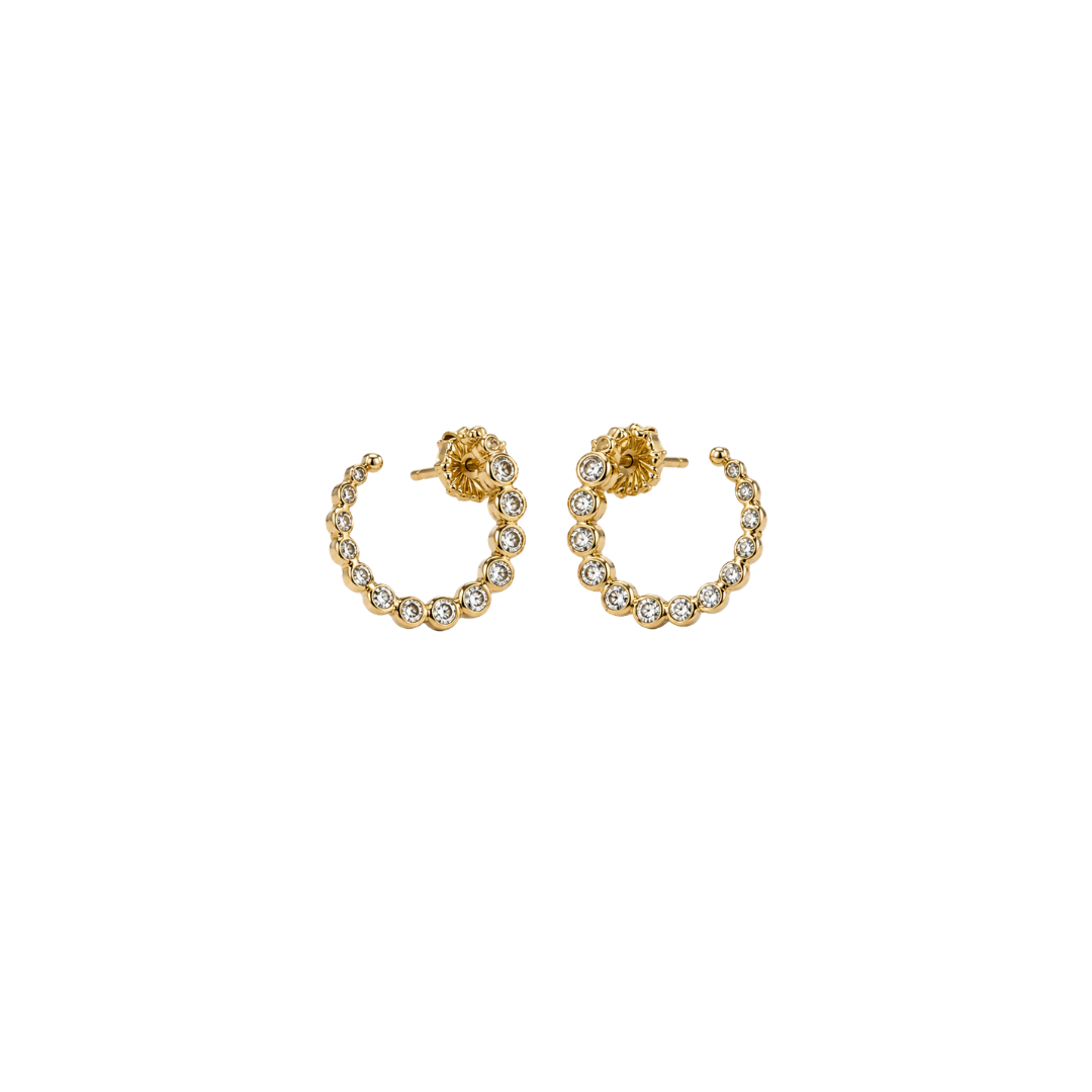 Graduated Bezel Diamond Open Circle Earrings – Henri Noël