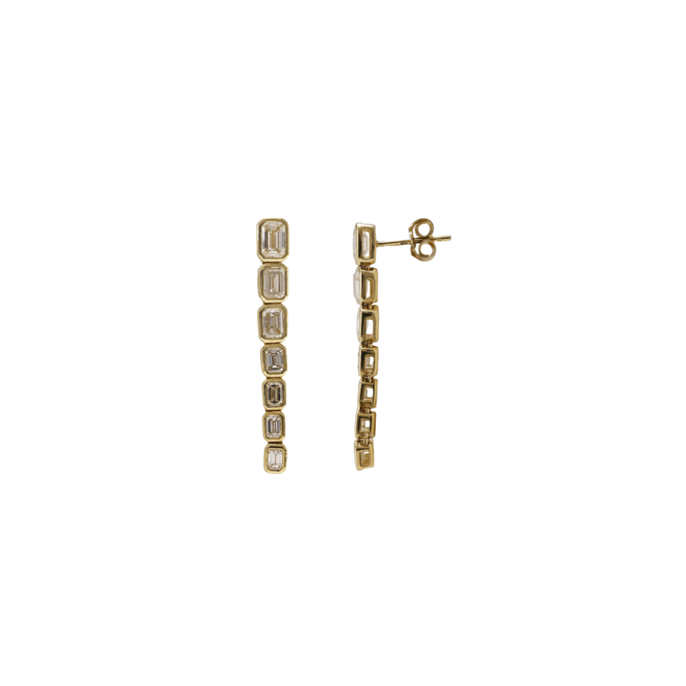 Graduated Bezel Emerald Cut Diamond Drops – Henri Noël