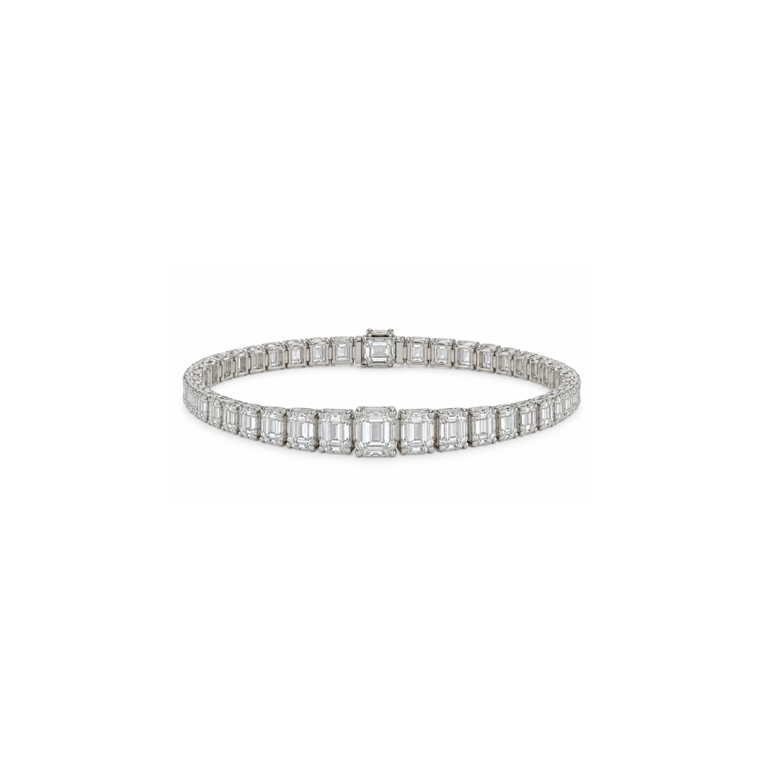Graduated Emerald Cut Tennis Bracelet