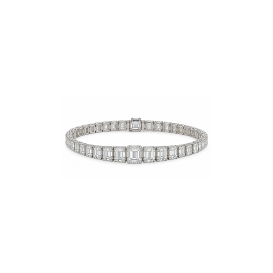 Graduated Emerald Cut Tennis Bracelet