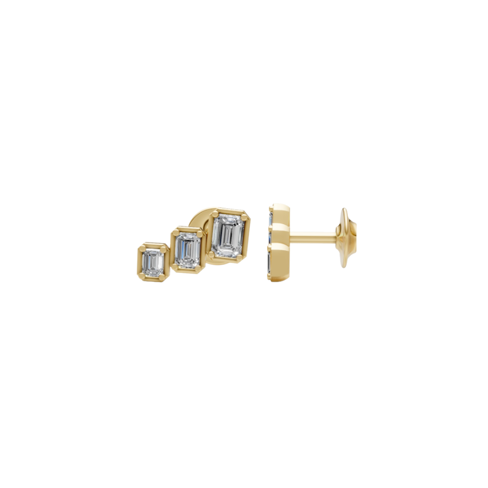 Graduated Emerald Cut Diamond Studs – Henri Noël