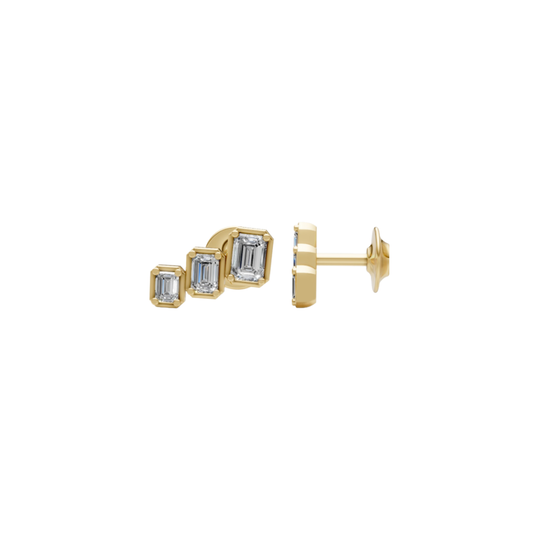 Graduated Emerald Cut Diamond Studs
