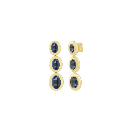 Graduated Kyanite Bezel Drop Earrings