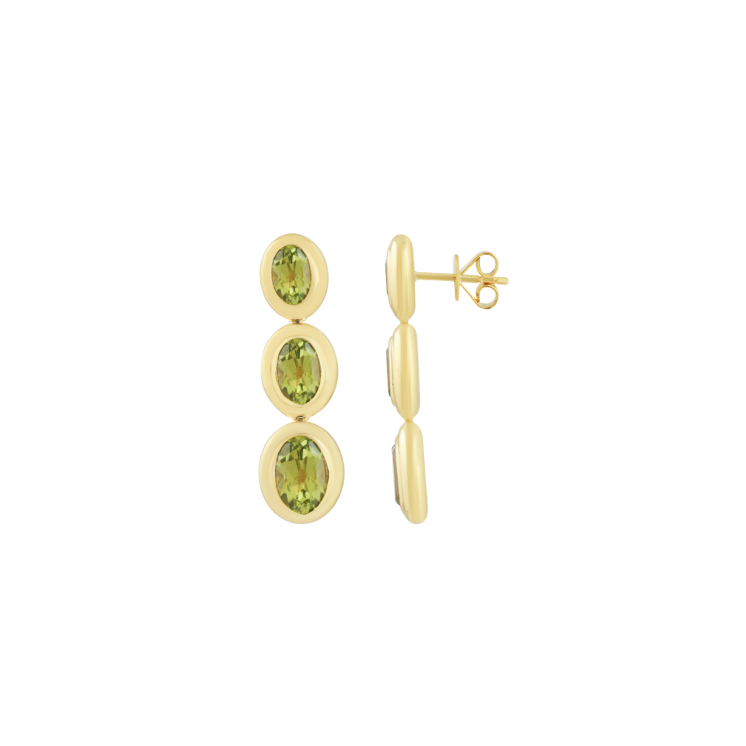 Graduated Peridot Bezel Drop Earrings – Henri Noël