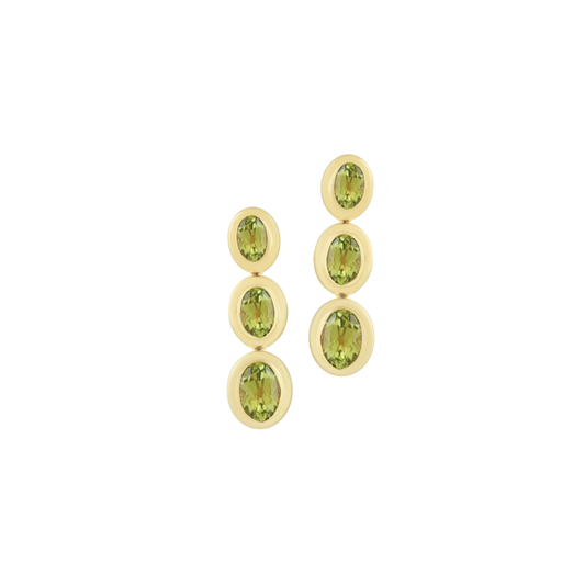 Graduated Peridot Bezel Drop Earrings