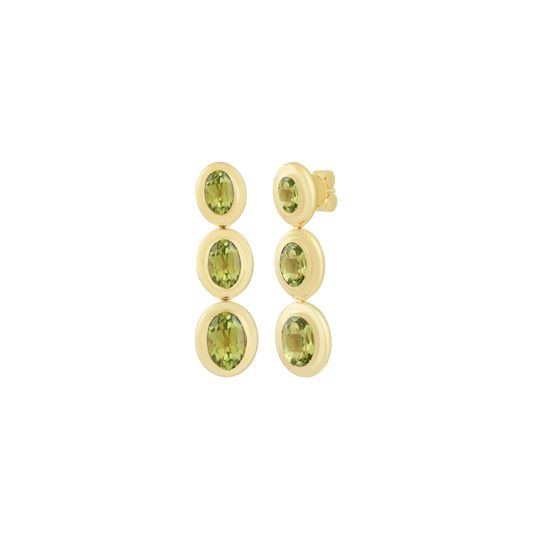 Graduated Peridot Bezel Drop Earrings