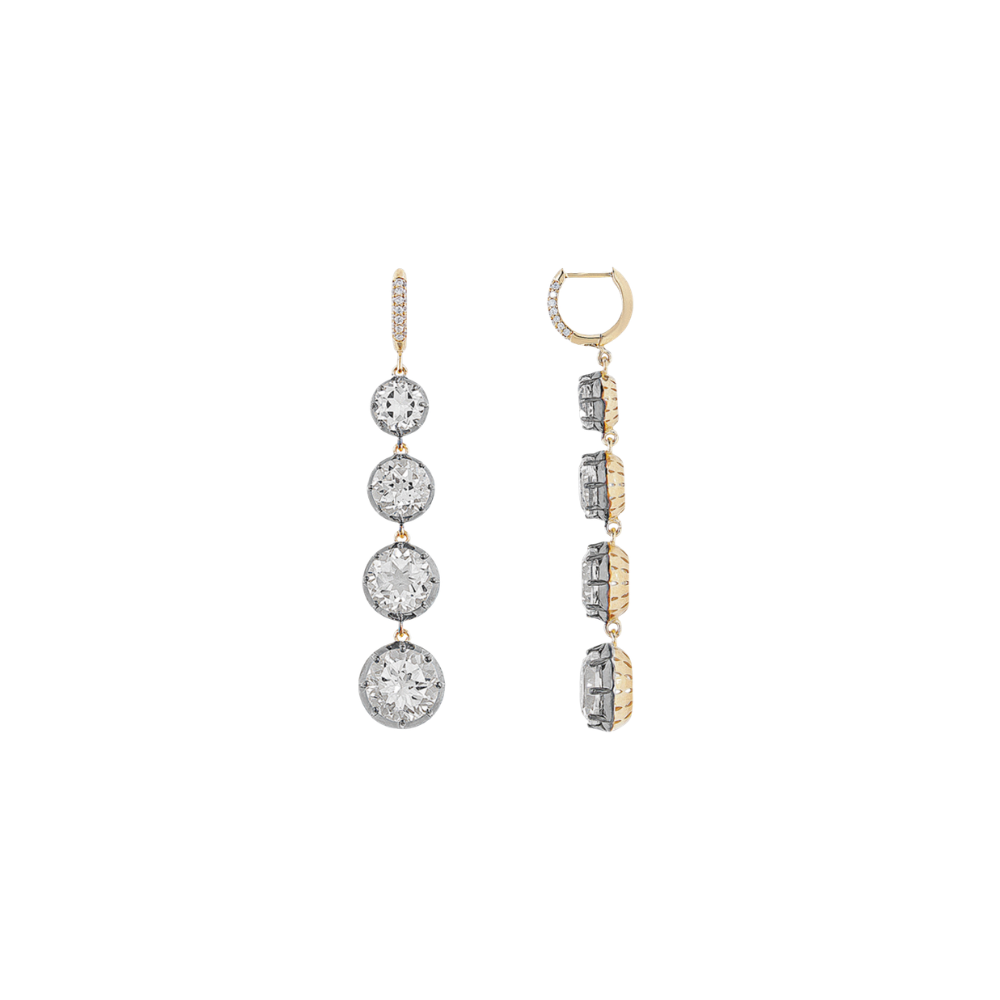 Graduated White Topaz Black Rhodium Drop Earrings – Henri Noël
