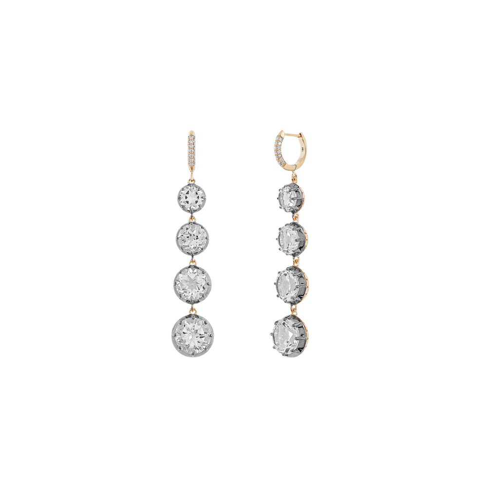 Graduated White Topaz Black Rhodium Drop Earrings – Henri Noël
