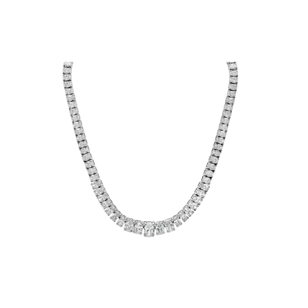 Graduated Oval Diamond Tennis Necklace