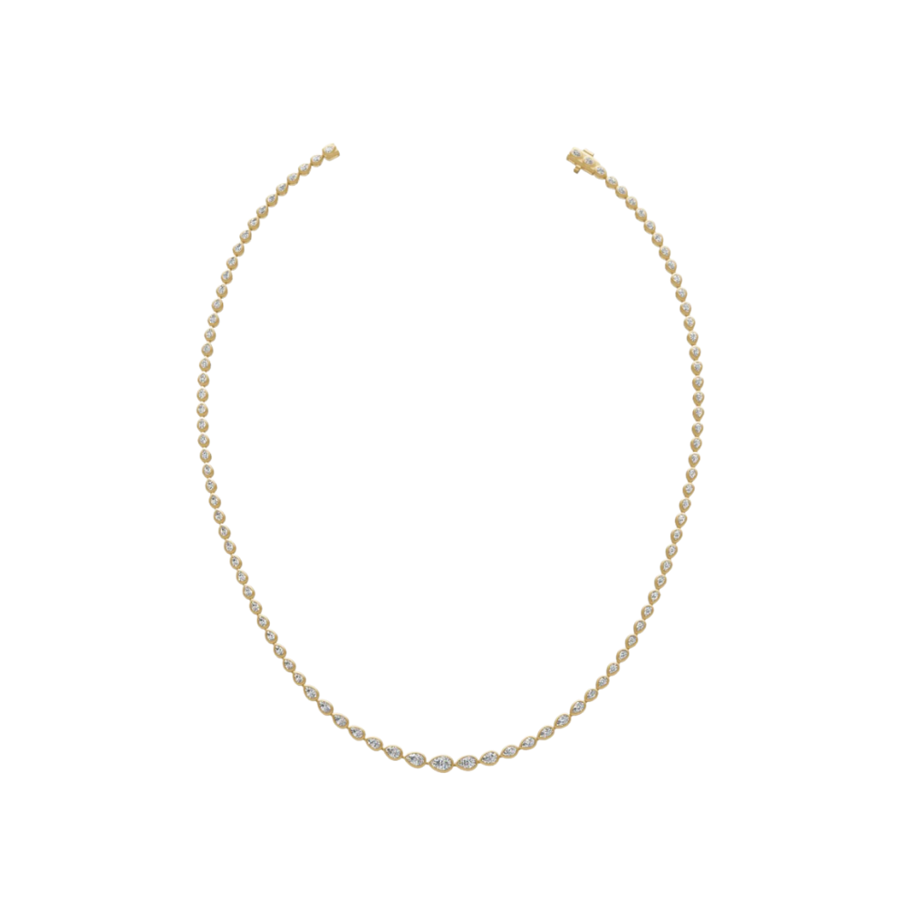 Graduated Pear Diamond Bezel Tennis Necklace – Henri Noël